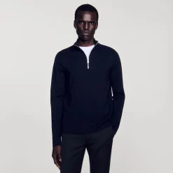 Homme SANDRO Pull En Laine à Col Zippé