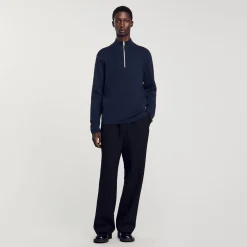 Homme SANDRO Pull En Laine à Col Zippé