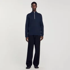 Homme SANDRO Pull En Laine à Col Zippé
