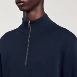 Homme SANDRO Pull En Laine à Col Zippé