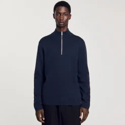 Homme SANDRO Pull En Laine à Col Zippé