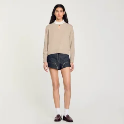 Femme SANDRO Pull En Laine Et Cachemire à Volant