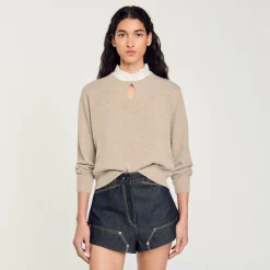 Femme SANDRO Pull En Laine Et Cachemire à Volant