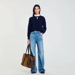 Femme SANDRO Pull En Laine Et Cachemire à Volant
