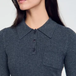 Femme SANDRO Pull En Maille à Côtes