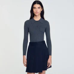 Femme SANDRO Pull En Maille à Côtes
