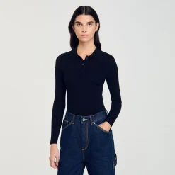 Femme SANDRO Pull En Maille à Côtes