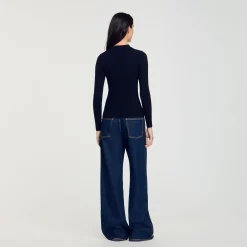 Femme SANDRO Pull En Maille à Côtes