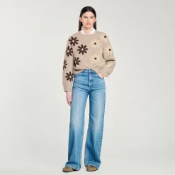 Femme SANDRO Pull En Maille à Fleurs