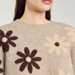 Femme SANDRO Pull En Maille à Fleurs