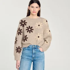 Femme SANDRO Pull En Maille à Fleurs