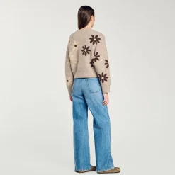 Femme SANDRO Pull En Maille à Fleurs