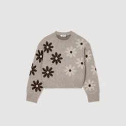 Femme SANDRO Pull En Maille à Fleurs