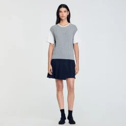 Femme SANDRO Pull En Maille Bimatières