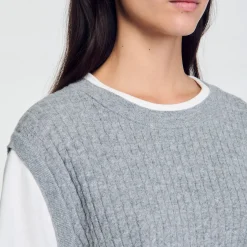 Femme SANDRO Pull En Maille Bimatières