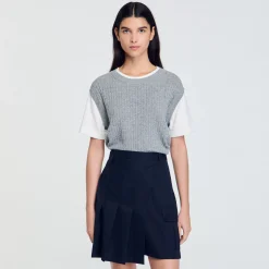 Femme SANDRO Pull En Maille Bimatières