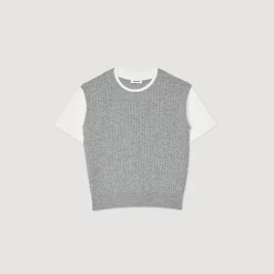 Femme SANDRO Pull En Maille Bimatières
