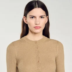 Femme SANDRO Pull En Maille Côtelée