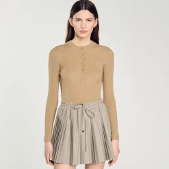 Femme SANDRO Pull En Maille Côtelée