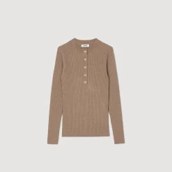 Femme SANDRO Pull En Maille Côtelée
