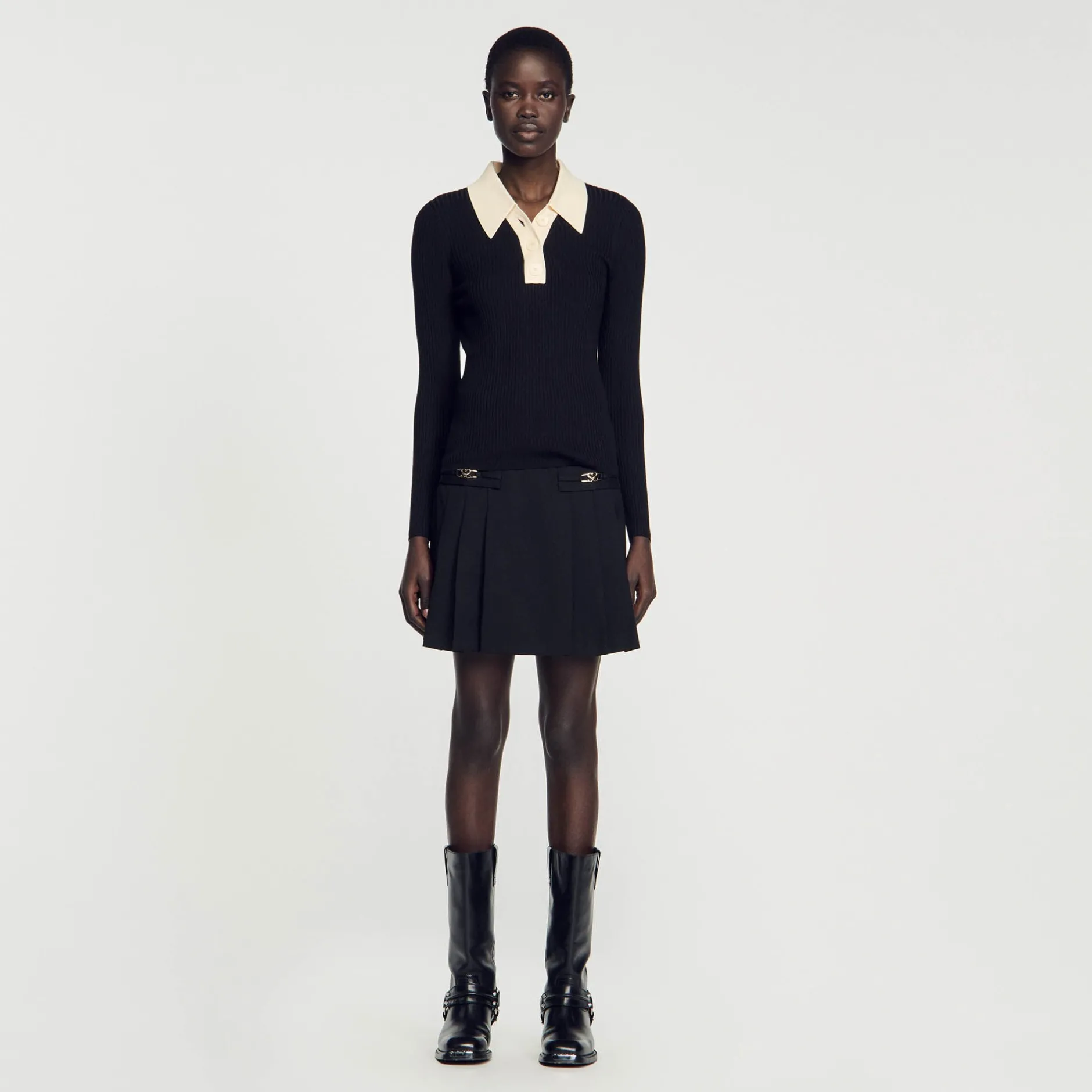Femme SANDRO Pull Polo En Maille