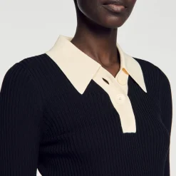 Femme SANDRO Pull Polo En Maille