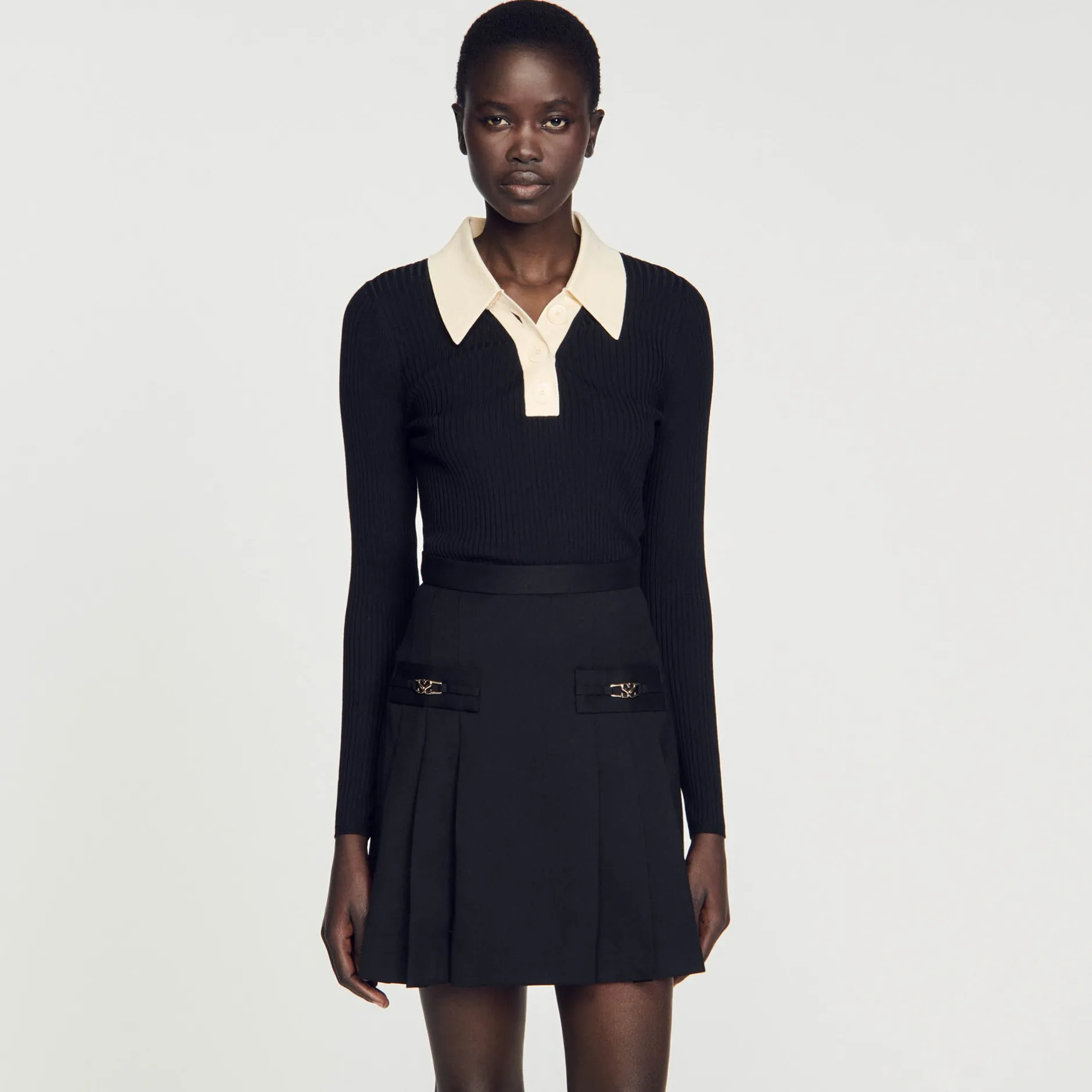 Femme SANDRO Pull Polo En Maille