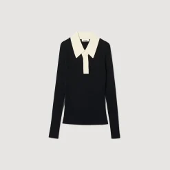 Femme SANDRO Pull Polo En Maille