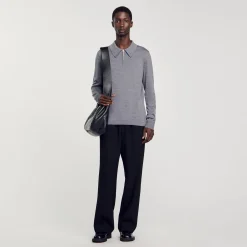 Homme SANDRO Pull Polo En Maille