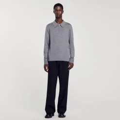 Homme SANDRO Pull Polo En Maille