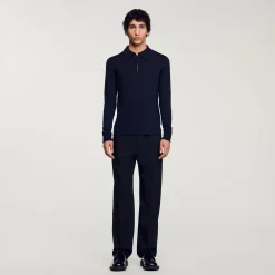 Homme SANDRO Pull Polo En Maille