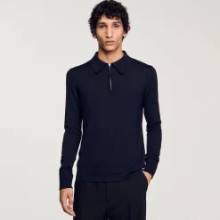 Homme SANDRO Pull Polo En Maille