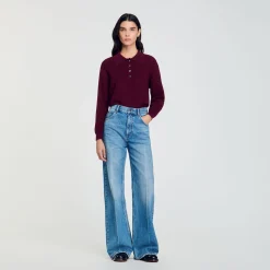Femme SANDRO Pull Torsadé à Col Polo