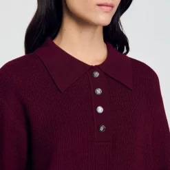 Femme SANDRO Pull Torsadé à Col Polo