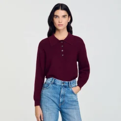 Femme SANDRO Pull Torsadé à Col Polo