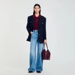 Femme SANDRO Pull Torsadé à Col Polo