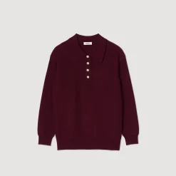 Femme SANDRO Pull Torsadé à Col Polo