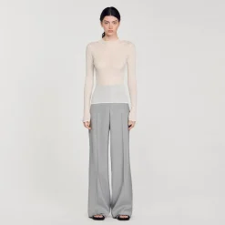 Femme SANDRO Pull Transparent Strassé