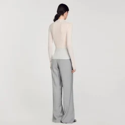 Femme SANDRO Pull Transparent Strassé