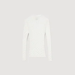 Femme SANDRO Pull Transparent Strassé