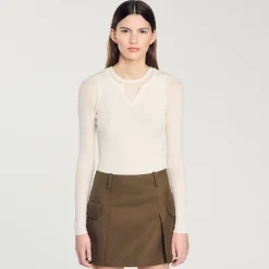 Femme SANDRO Pull Trompe L'œil En Laine