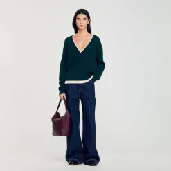 Femme SANDRO Pull Trompe L'œil En Maille