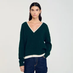 Femme SANDRO Pull Trompe L'œil En Maille