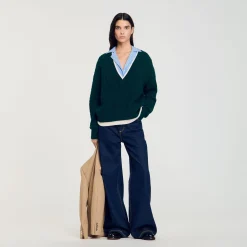 Femme SANDRO Pull Trompe L'œil En Maille