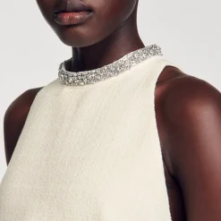 Femme SANDRO Robe à Col Bijoux