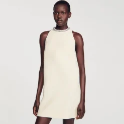 Femme SANDRO Robe à Col Bijoux