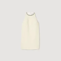 Femme SANDRO Robe à Col Bijoux