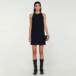 Femme SANDRO Robe à Col Bijoux