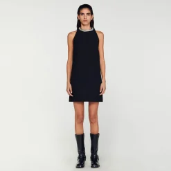 Femme SANDRO Robe à Col Bijoux