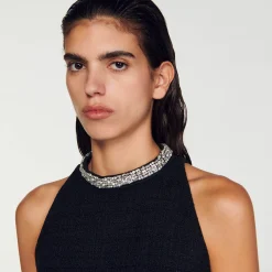 Femme SANDRO Robe à Col Bijoux